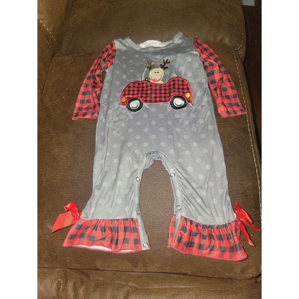 Marie nicole boutique reindeer car romper one piece outfit size 3 6 months